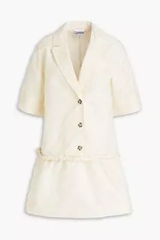 Полосатое платье мини из тафты GANNI, кремовый