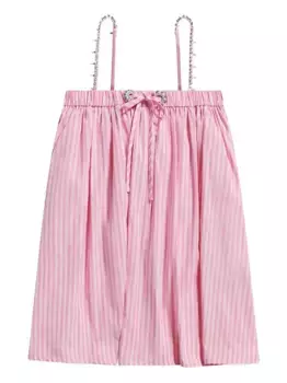 Полосатое платье мини с кристаллами AREA, розовый