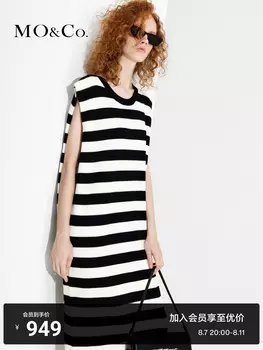 Полосатое платье Moco французский стиль, черно-белый