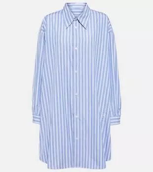 Полосатое платье-рубашка из хлопкового поплина Mm6 Maison Margiela, синий