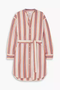 Полосатое платье-рубашка из хлопкового поплина VICTORIA BECKHAM, бежевый