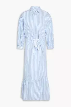 Полосатое платье-рубашка миди из хлопкового поплина CHINTI & PARKER, синий
