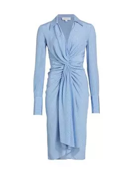 Полосатое платье-рубашка миди Twist Michael Kors Collection, белый