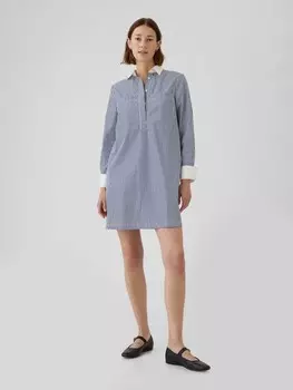Полосатое платье-рубашка мини Gap, синий