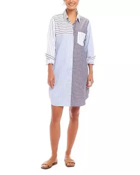 Полосатое платье-рубашка Mixed Stripe Karen Kane, мультиколор