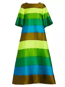 Полосатое платье с цветными блоками и открытой спиной Christopher John Rogers