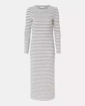 Полосатое платье с длинным рукавом Easy Wear, белый