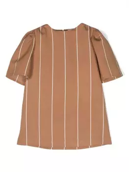 Полосатое платье с короткими рукавами Douuod Kids, коричневый