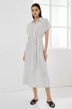 Полосатое платье с короткими рукавами Koton, черный