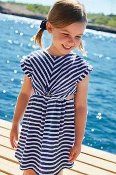 Полосатое платье с вырезом Mayoral, белый