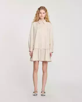 Полосатое платье со стразами Sandro, мультиколор