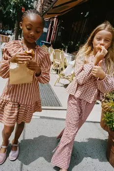 Полосатое платье ZARA, цвет brick