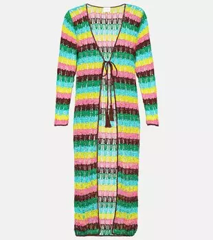 Полосатое пляжное платье из хлопка, связанное крючком. Anna Kosturova, мультиколор