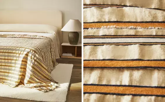 Полосатое покрывало Zara Home, светло-бежевый