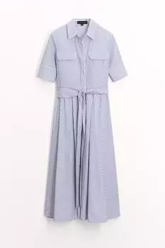 Полосатое поплиновое платье ZARA, цвет White/Navy