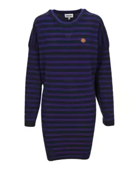 Полосатое трикотажное платье Kenzo, черный