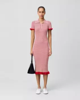 Полосатое трикотажное платье миди Claudie Pierlot, красный