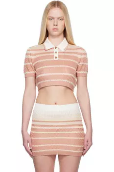 Полосатое укороченное поло Amiri, розовый