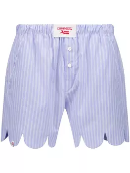 Полосатые боксерские шорты с фестончатым краем Charles Jeffrey Loverboy, синий