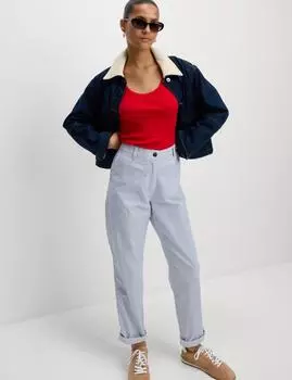 Полосатые брюки-чиносы Slim Fit из хлопка с высоким содержанием хлопка Marks & Spencer, белый