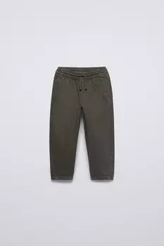 Полосатые брюки с нашивкой ZARA, хаки