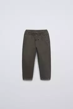 Полосатые брюки с нашивкой ZARA, хаки