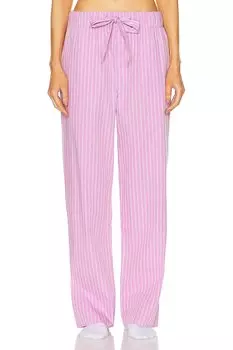 Полосатые брюки Tekla, цвет Purple Pink Stripes