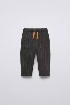 Полосатые брюки ZARA, антрацитово-серый
