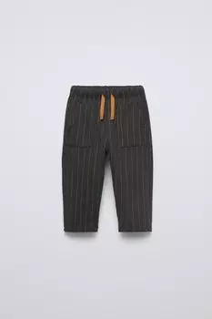 Полосатые брюки ZARA, антрацитово-серый