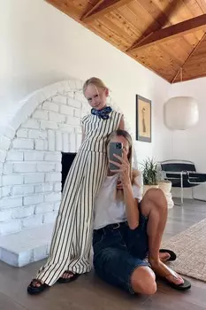 Полосатые брюки ZARA, синий