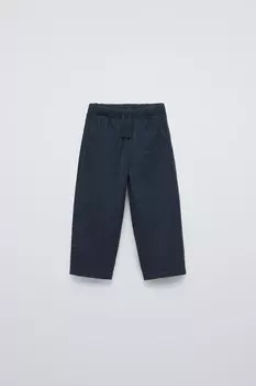 Полосатые брюки ZARA, темно-синий