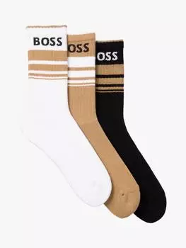 Полосатые хлопчатобумажные носки HUGO BOSS, разноцветный