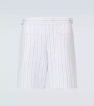 Полосатые хлопковые бермуды McQueen, White-Blue-Grey