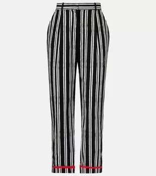 Полосатые хлопковые прямые брюки Dolce&Gabbana, Black and White