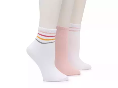 Полосатые и однотонные носки - набор из 3 пар Steve Madden, White/Pink