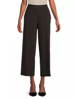 Полосатые и укороченные широкие брюки Adrianna Papell, черный