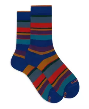 Полосатые короткие хлопковые носки Gallo, мультиколор