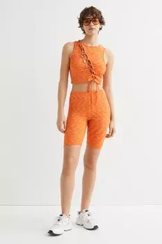 Полосатые короткие леггинсы H&amp;M, апельсиновый меланж