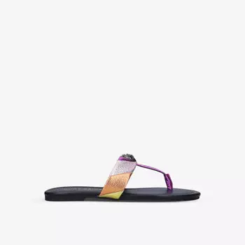 Полосатые кожаные сандалии Kensington с Т-образным ремешком Kurt Geiger London, мультиколор