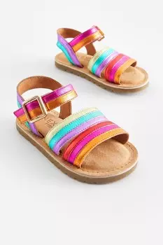 Полосатые кожаные сандалии Next, мультиколор