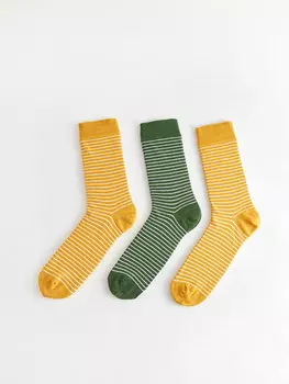 Полосатые мужские носки, 3 предмета LCW ECO, охра