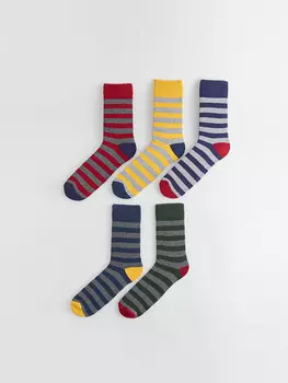 Полосатые мужские носки, 5 пар носков LCW ACCESSORIES, окрашенная пряжа смешанного цвета
