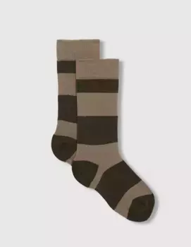 Полосатые носки для мальчиков с контрастным носком и пяткой Gocco, зеленый