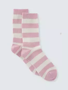 Полосатые носки из смеси шерсти и кашемира John Lewis, розовый/слоновая кость