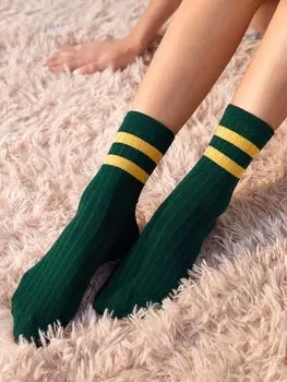 Полосатые носки ROMWE, темно-зеленый