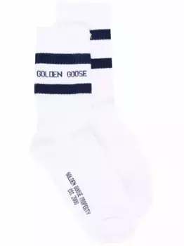 Полосатые носки в рубчик GOLDEN GOOSE, белый