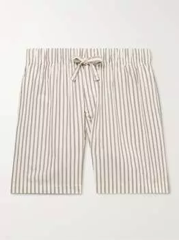 Полосатые пижамные шорты из органического хлопка и поплина TEKLA, белый