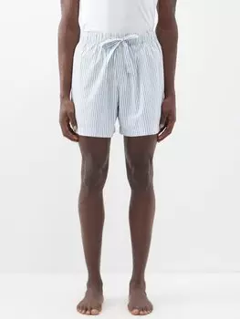 Полосатые пижамные шорты из органического хлопка Tekla, синий