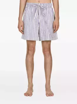 Полосатые пижамные шорты с завязками TEKLA, белый