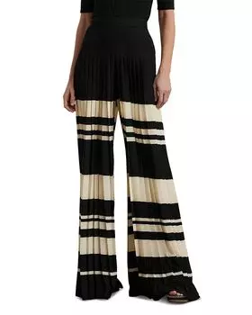 Полосатые плиссированные брюки-клеш из жоржета Ralph Lauren, мультиколор